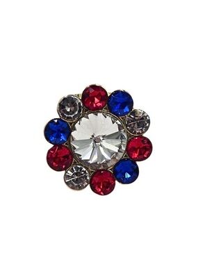 Sienna Patriotic Crystal Flower Ring - Red, Blue & Clear